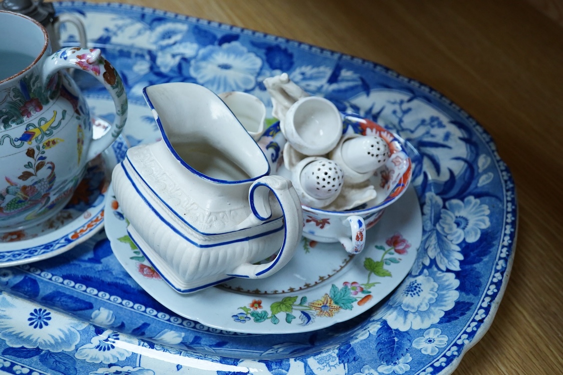 A group of 19th century British pottery to include ironstone and Spode, largest 47cm wide